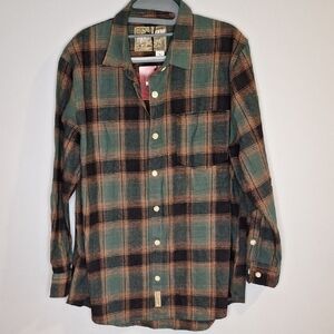 Moosejaw Womens Plaid Flannel Shirt - Teal and Brown